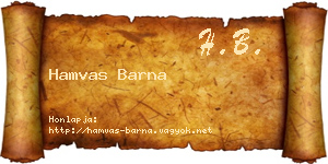 Hamvas Barna névjegykártya