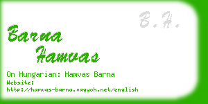 barna hamvas business card